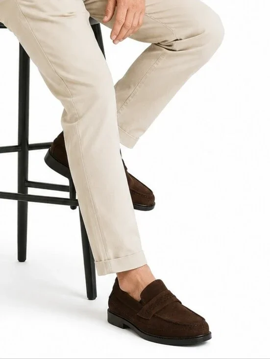 Dr. Scholl’s Men’s 10 EEE Brown Suede Penny Loafers Extra Wide Moc Toe