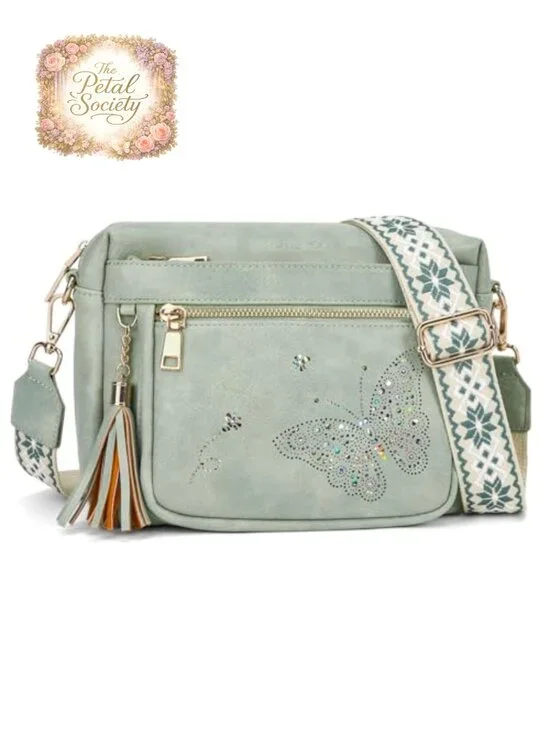 Trendy Leather Crossbody Purse Shoulder Handbags Butterfly Design