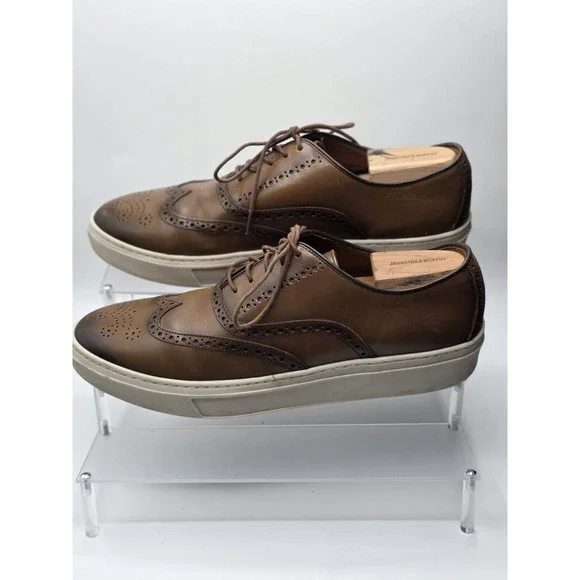 Johnston & Murphy Hollins Wingtip Dress Shoes Men's 11.5M Tan Brush Off Leather