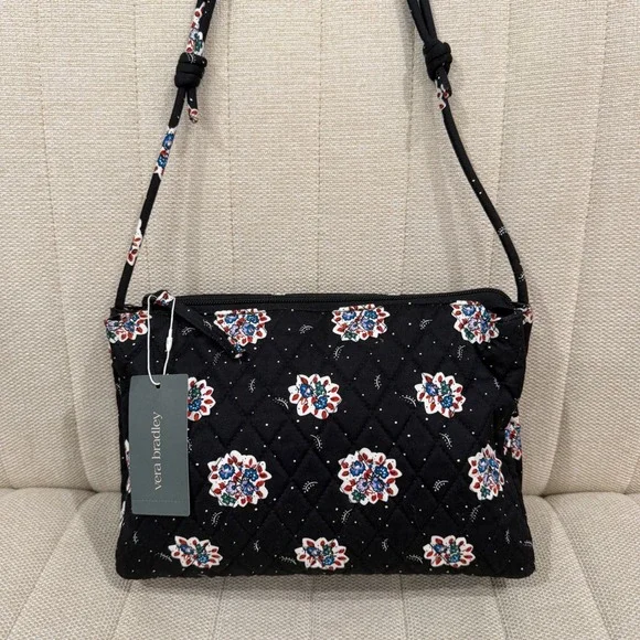 NEW Vera Bradley Foxbury Crossbody Bag Feathery Bouquets Quilted Floral Purse
