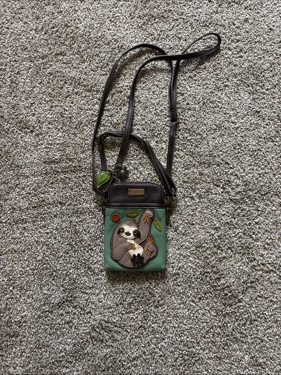 Chala Crossbody Bag Green Brown Sloth Design