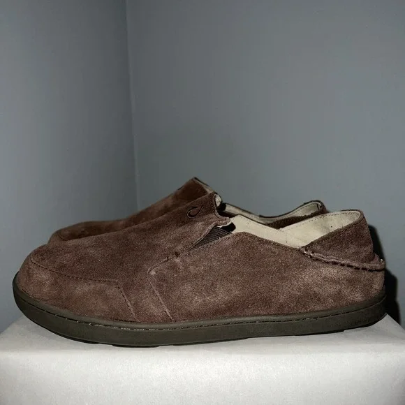 OluKai Nohea Suede Leather Brown Slip On Loafers Mens Size 8 10177-4848