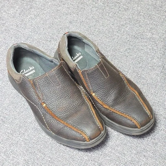 Clarks Cotrell Step Sneakers Mens sz 7 M Brown Leather Slip On Shoes Low Top