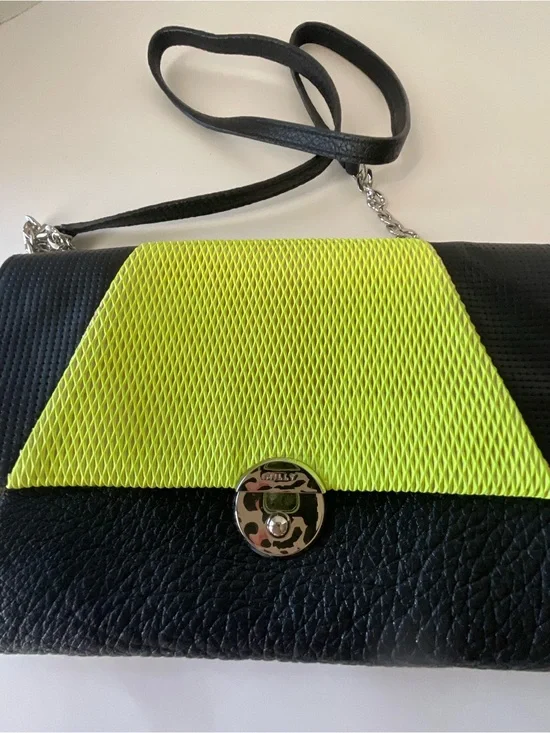 Milly Black and Neon Yellow Crossbody Bag - Sleek Lightweight Shoulder Bag