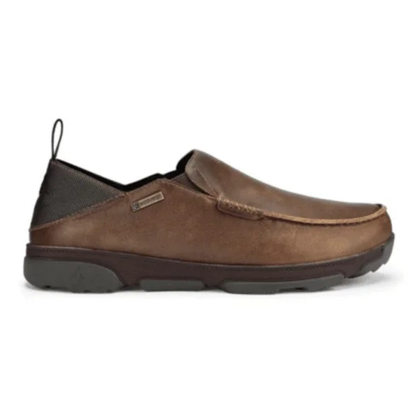 OluKai Na’i WP Brown Leather Waterproof Loafer Slip On Shoes Men's Size‎ 10.5