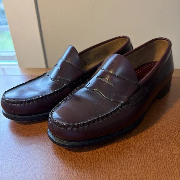 Bass Weejuns Penny Loafers Mens 9 EE Burgundy Leather Made USA Slip On Classic