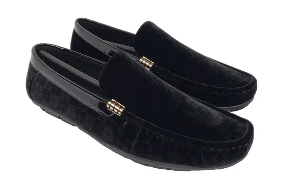Amali Jace Mens Size 10 Black Velvet SlipOn Driving Moccasin Loafer Shoes