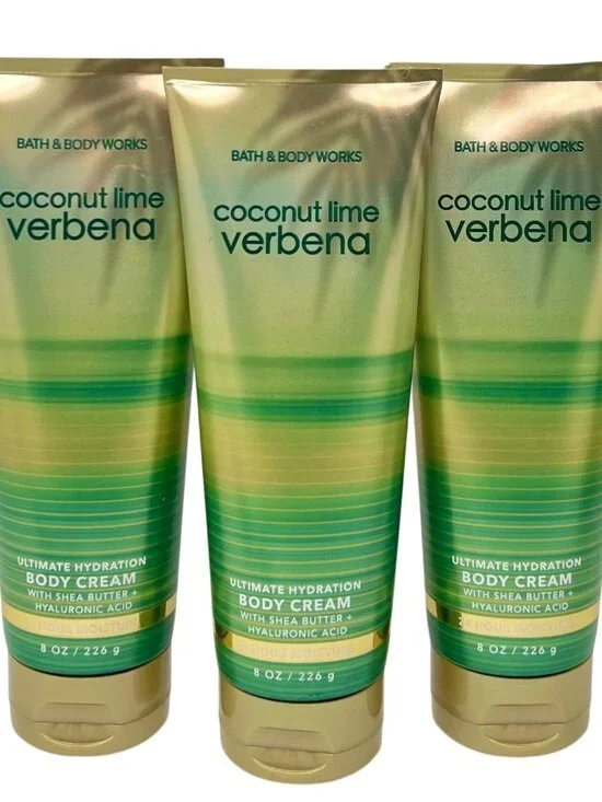 3 New Bath & Body Works Coconut Lime Verbena Ultimate Hydration Cream Lotion 8OZ