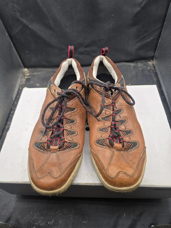 Hi-Tec‎ Brown Leather Lace-Up Derby with Black & Red Accents
