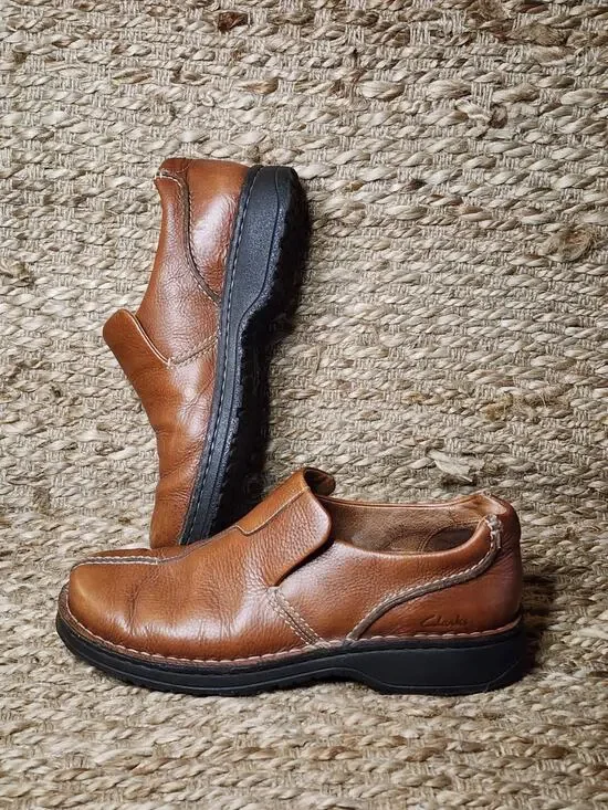 Clarks Active Air Men's Brown Leather Loafers Casual Dress Shoes Size 11 M