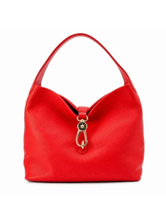 Dooney & Bourke Pebbled Leather Large Hobo Shoulder Bag Orange With Gold