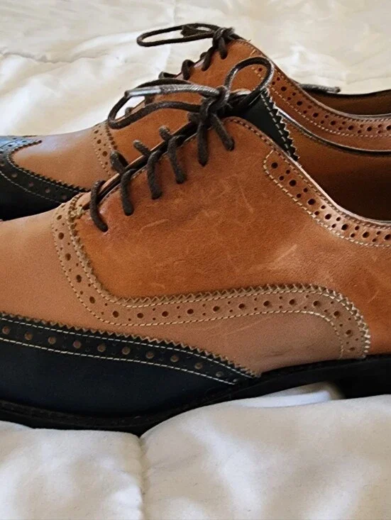 Classic Two-Tone Men's Brogue Leather Oxford - Brown/Black
