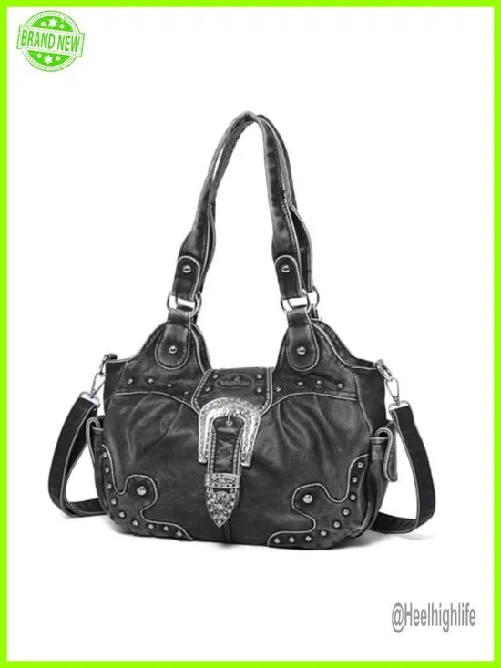 Hobo Bag Vegan Leather Purses and Handbags Shoulder Crossbody Tote with Metal