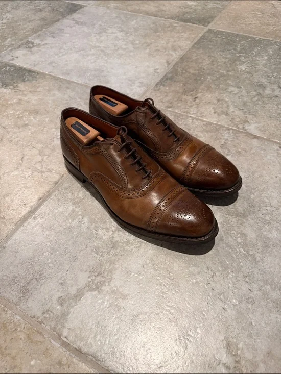 Allen Edmonds Brown Leather Cap-Toe Wingtip Oxfords - check out the soles!!!