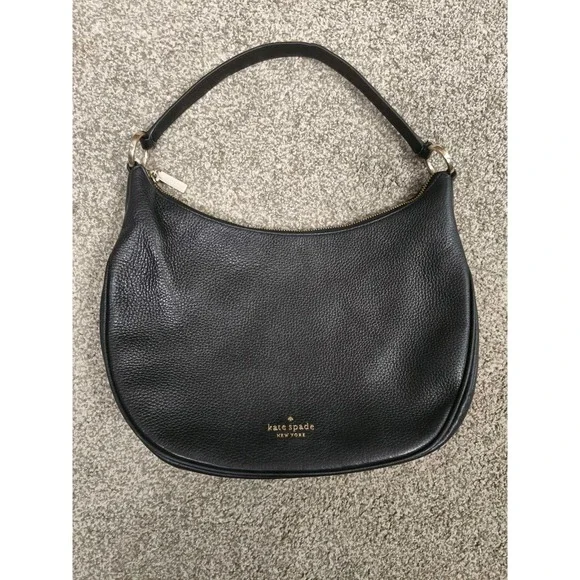 Kate Spade New York‎ Black Pebbled Leather Hobo Shoulder Bag Purse