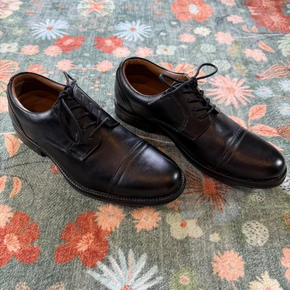 George Mens Black Cap Toe Oxford Dress Shoe Size 9 Classic Derby