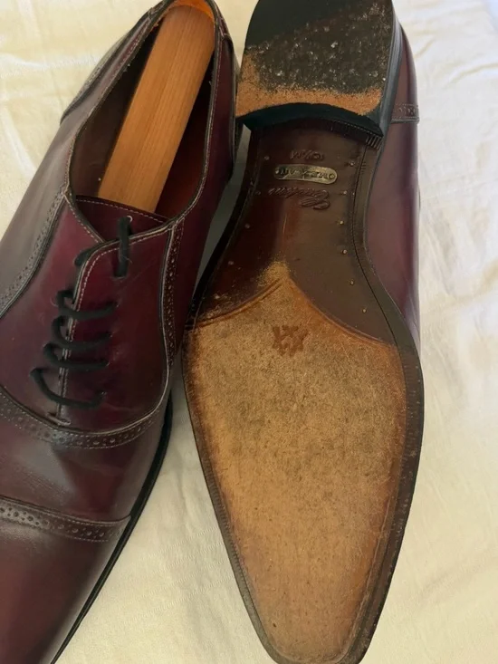 Mezlan Men’s Burgundy Leather Cap-Toe Oxfords