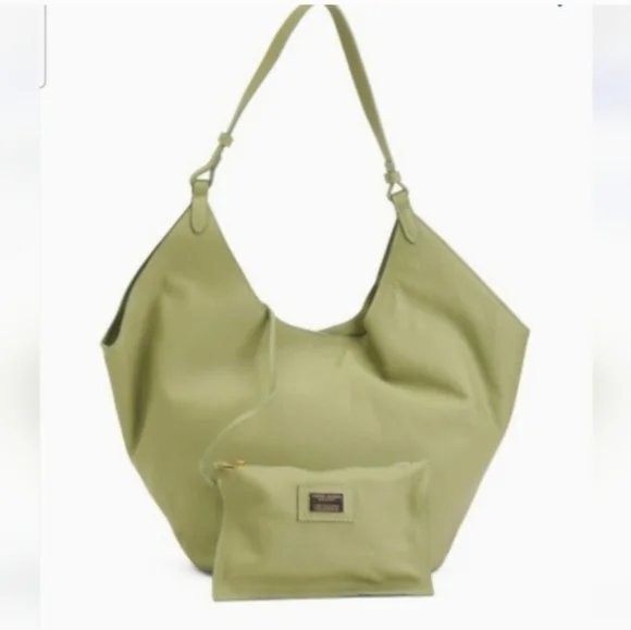 VIOLA CASTELLANI Made ln Italy Leather Hobo With Oval Bottom.Sage. NWT