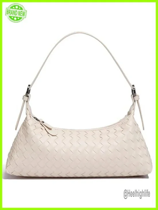 Woven Faux Leather Hobo Crossbody Shoulder Bag Tote Purse Handbag