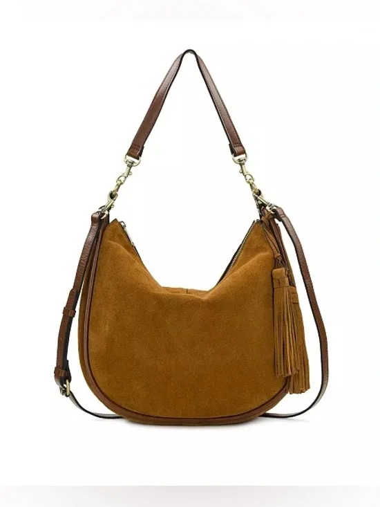 Patricia Nash Suede Leather Chiavari Cognac Tassel Bag see description