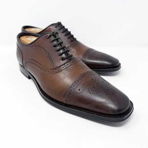 To Boot New York Brown Leather Brogue Dress Shoes Men's Sz 8.5 EUC Made in Italy