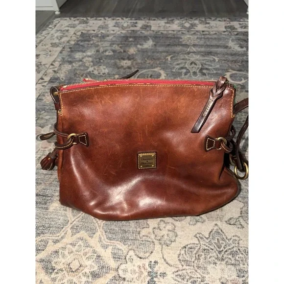 Dooney & Bourke Medium Florentine Vachetta Leather Zip Hobo Bag - Chestnut Brown