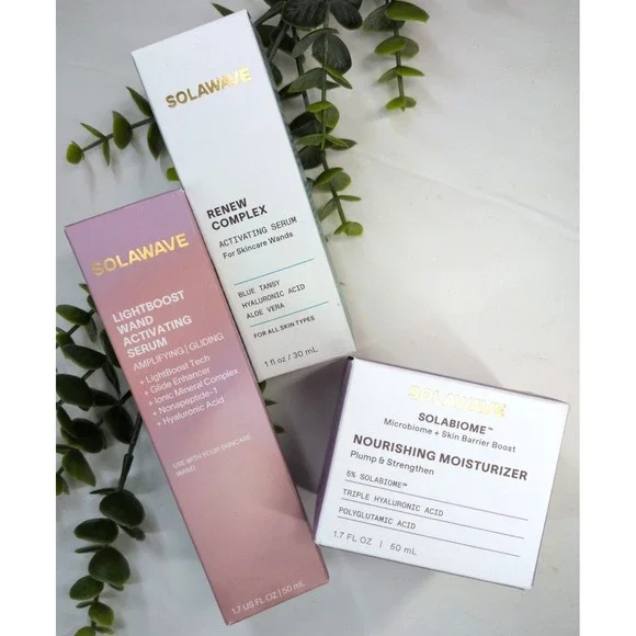 NIB LOT 3!🥰Solawave LightBoost Wand Activating Serum Renew Complex Moisturizer
