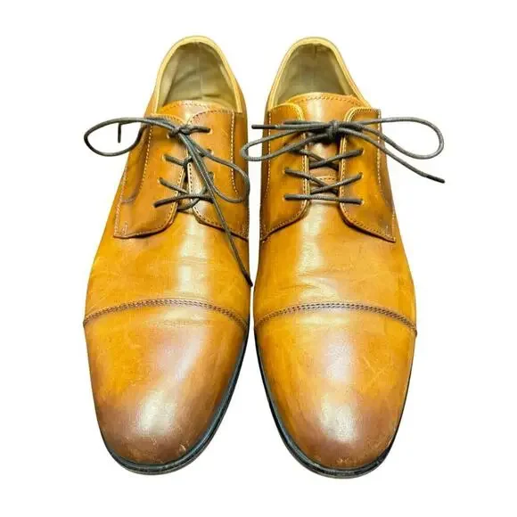 Aldo Mulligan Cognac Brown Leather Oxford Dress Shoes‎ Non-Slip Men's 10.5