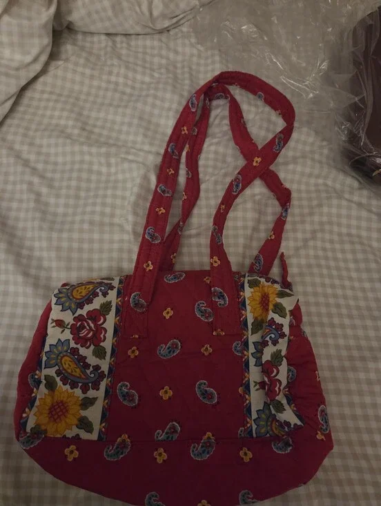 Red Quilted Floral Paisley Hobo Shoulder Bag