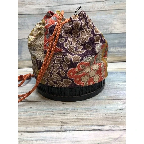 Japanese-Style Drawstring Bag Bamboo‎ Basket Orange yellow purple unbranded