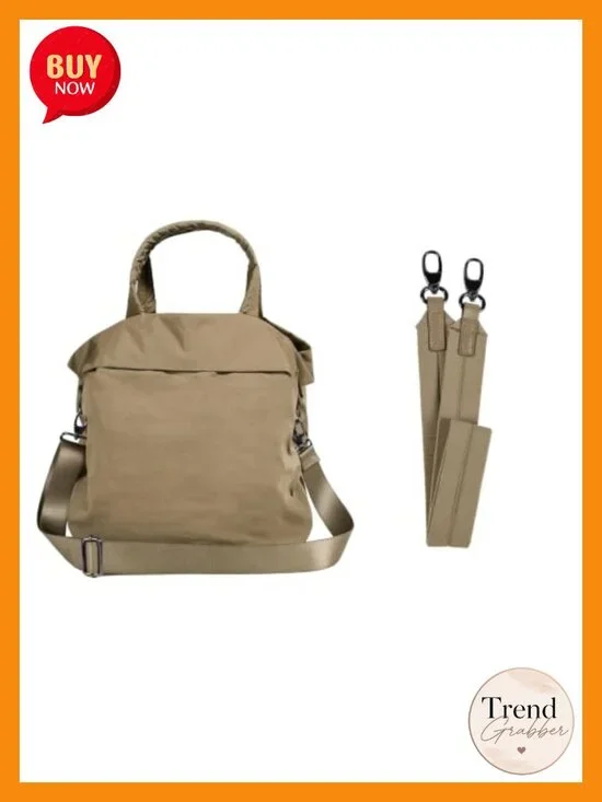 Multi Hobo Bag with 2 Straps, Water-Repellent Nylon Tote, Crossbody Shoulder
