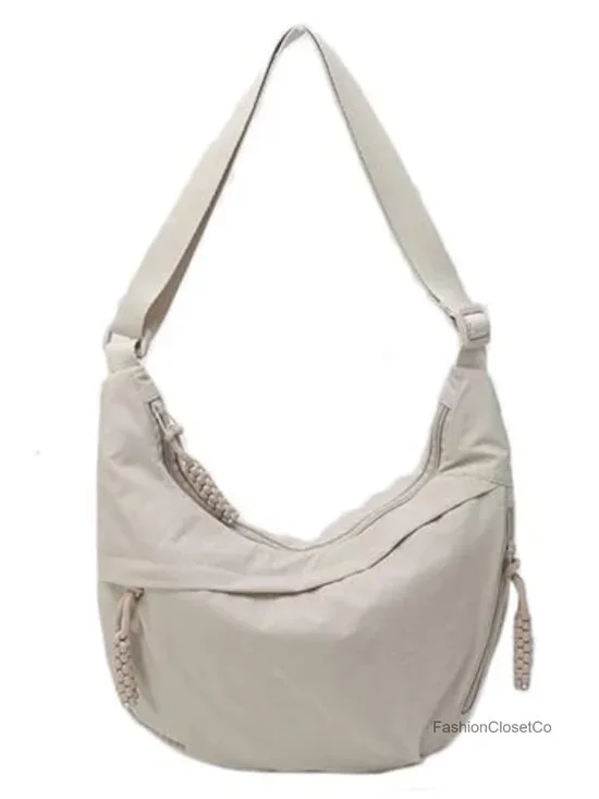 Waterproof Nylon Hobo Bag Crescent Shoulder Crossbody Slouchy Corduroy Dumpling