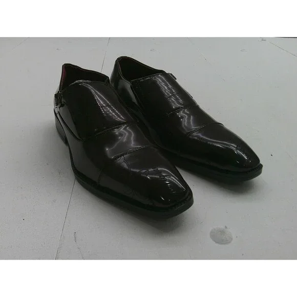 Dress Shoes Mens Size 8 Brown Synthetic Monk Strap Buckle Square Toe Formal
