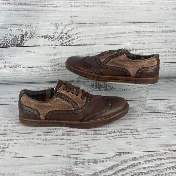 Bed Stu Quinn Mens Sz 9.5 Oxford Shoes Wingtip Brown Lea