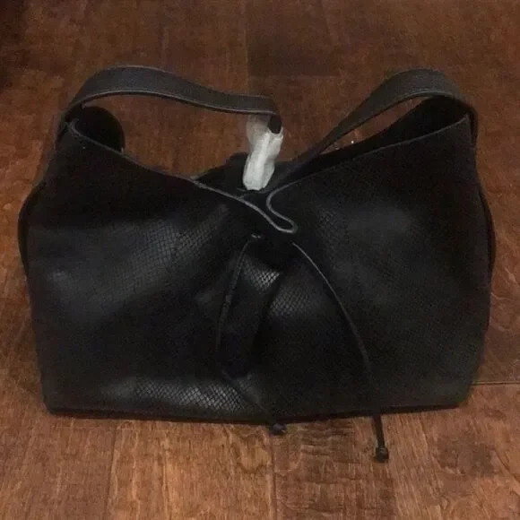 Tahari Liza Hobo black animal print leather, NWT!