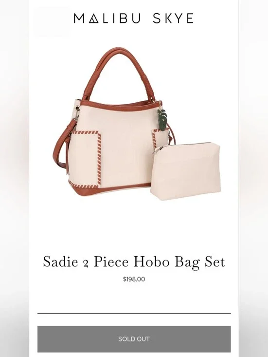 NWT cream vegan leather 2 piece Hobo handbag tote bag