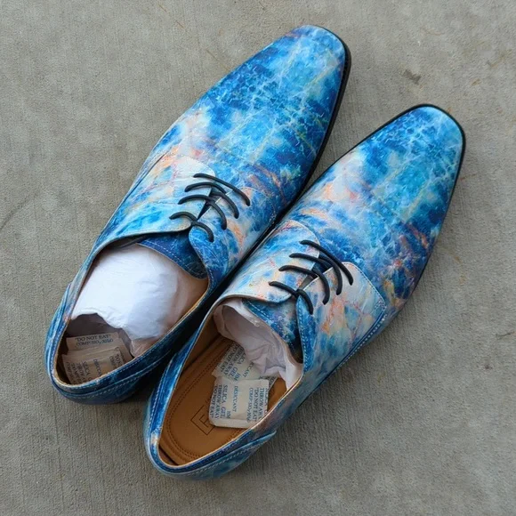 Thatcher Finch Men's Blue Colored Marbled Luxury Dress‎ Shoes Size 13