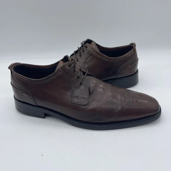 Cole Haan Men's Size 9.5 Wingtip Oxford Shoes C05664 Brown Leather Heel/Toe Taps