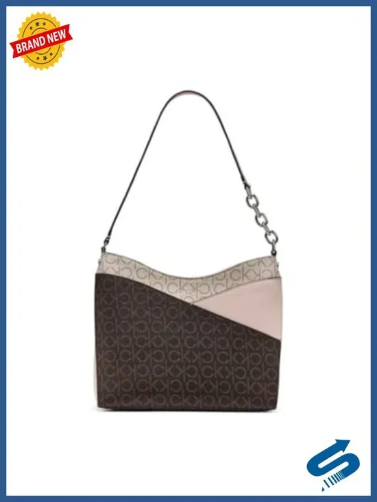 Vegan Leather Hobo Shoulder Bag with Chain Detail