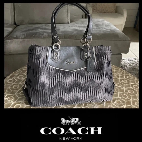 Coach Ashley Gray Gathered Satin Hobo Carryall