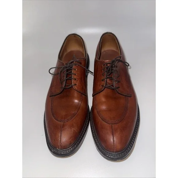 Allen Edmonds Mens Walton Oxford Size 9.5 AA Brown Leather Split Toe Dress Shoe
