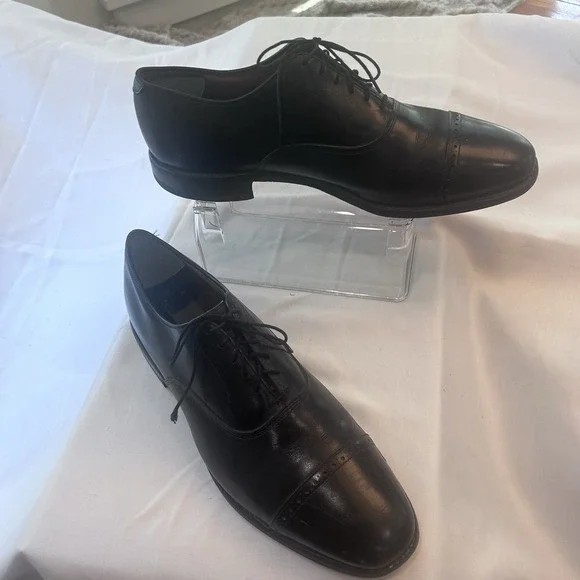 Allen Edmonds Byron Shoes Men  13C Black Cap Toe Leather Oxford  Dress Made USA