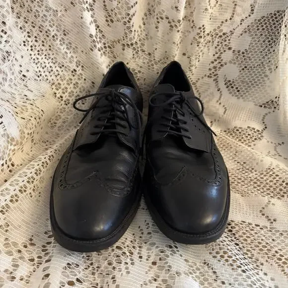 Cole Haan Men's US 11.5 M Black Leather Wingtip Oxford Shoes