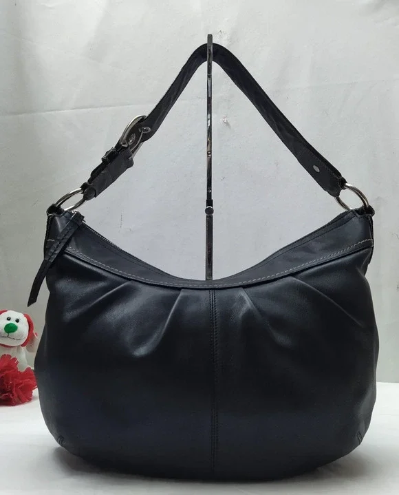 Coach Black Leather Zipper Closure Hobo Shoulder Bag
