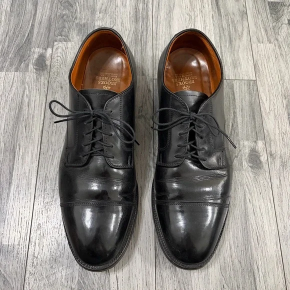ALDEN for BROOKS BROTHERS Black Leather Men's Dress Captoe Shoes Sz 11D