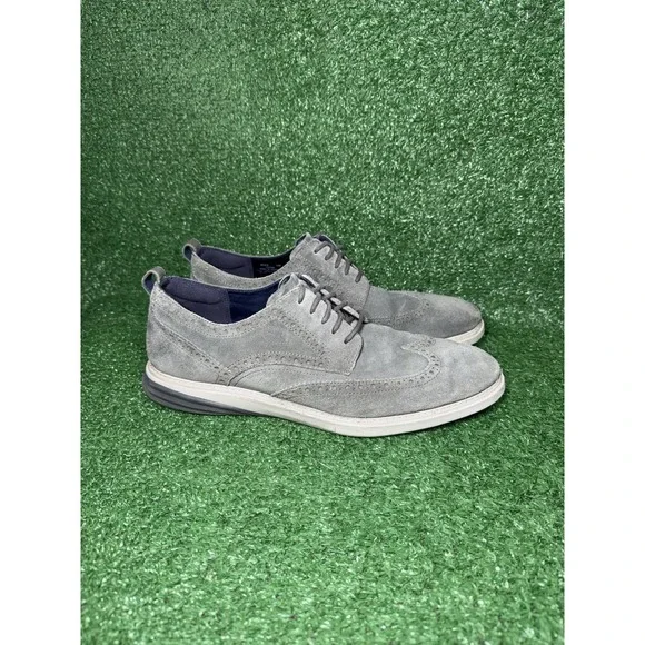 Cole Haan Grand Evolution Mens Size 12 M‎ Wingtip Oxford Shoes Suede Gray C27395