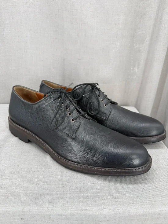 Salvatore Ferragamo Men's Black Pebble Grain Oxfords Shoes Vibram size 13B