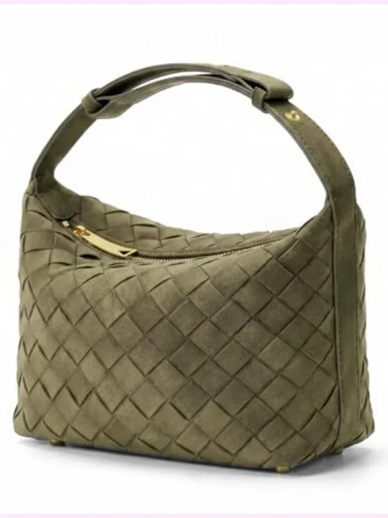Handwoven Faux Suede Hobo Bag with Adjustable Strap