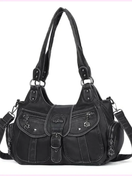 Vegan Leather Hobo Shoulder Bag Tote Purse with Crossbody Strap