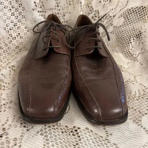 Bachrach Men's US 11 Brown Leather Derby Dress Shoes